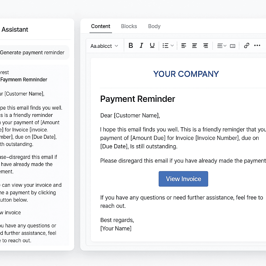 Email editor interface